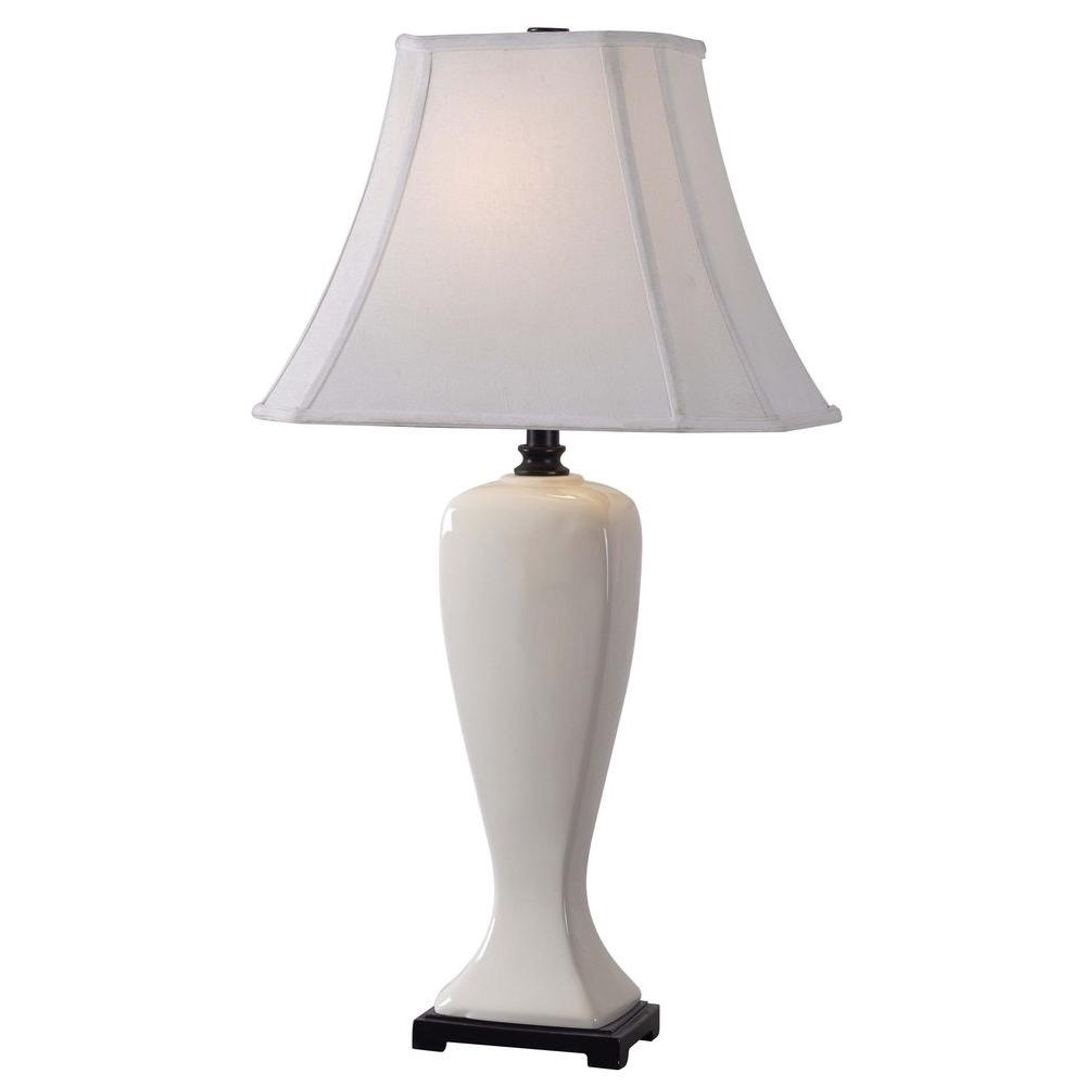 Kenroy Home Onoko 31 In Pearl Ceramic Glazed Table Lamp With Cream Fabric Shade