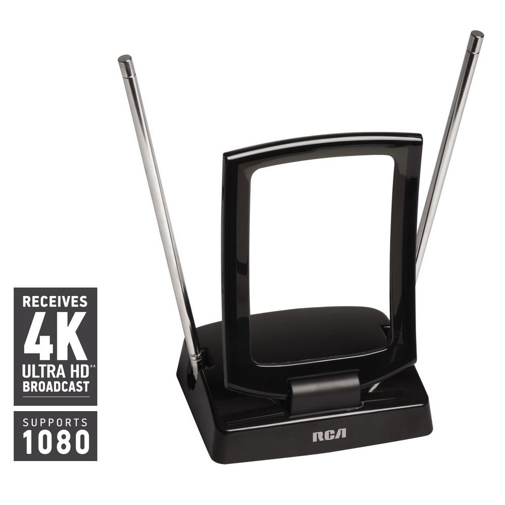 RCA ANT1100Z Ultra-Thin Multi-Directional Indoor HDTV Antenna with 40 Mile Range,Black//White