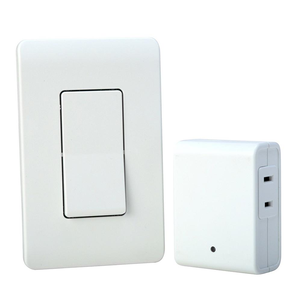 Woods 8 Amp Indoor Plug In Wireless Wall Switch Light Control White Woods 8 Amp Indoor Plug In Wireless Wall Switch Light Control White 59773wd The Home Depot