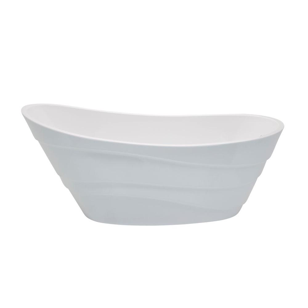 ANZZI Stratus 5.6 ft. Acrylic Reversible Drain Freestanding Bathtub in Glossy White