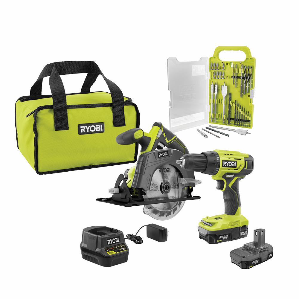 Ryobi One 18v Cordless 4 Tool Combo Kit W 2 Batteries Charger And Bag W Free Impact Rated 7707