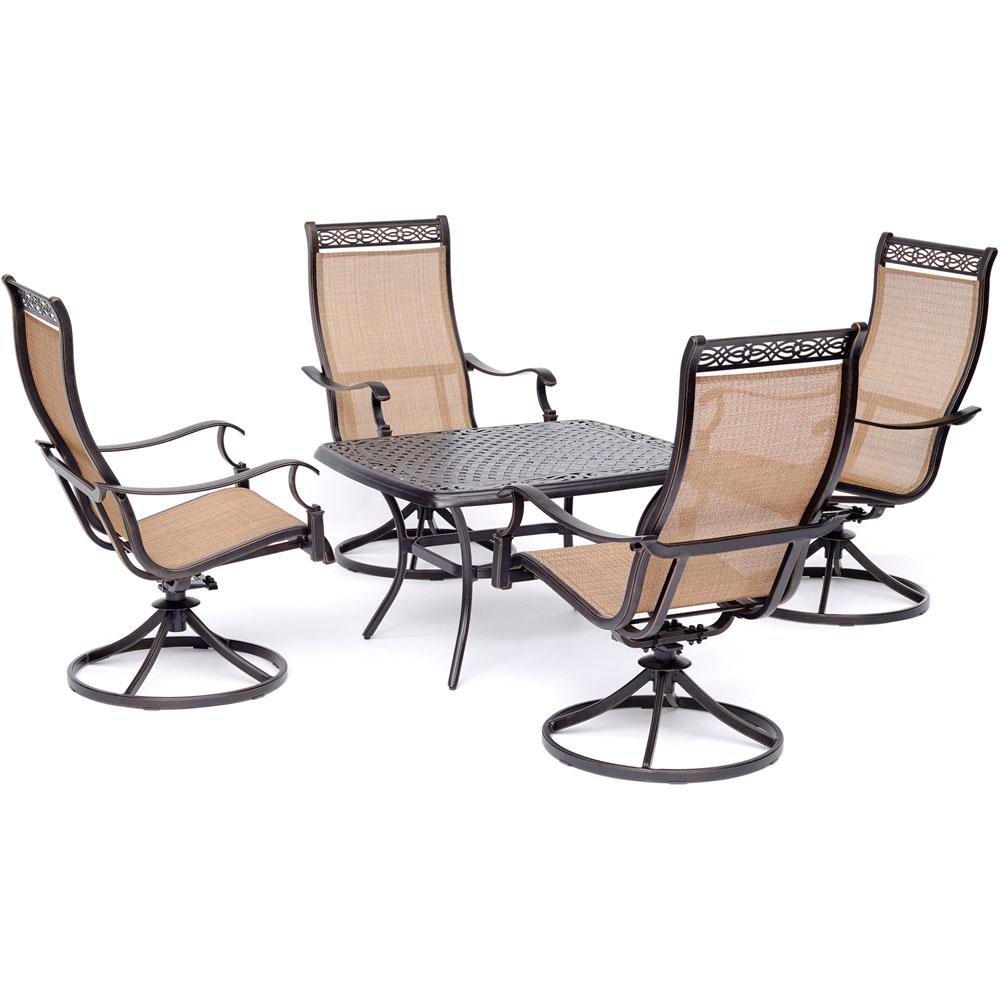 Hanover Manor 5 Piece Aluminmum Patio Conversation Set With 4