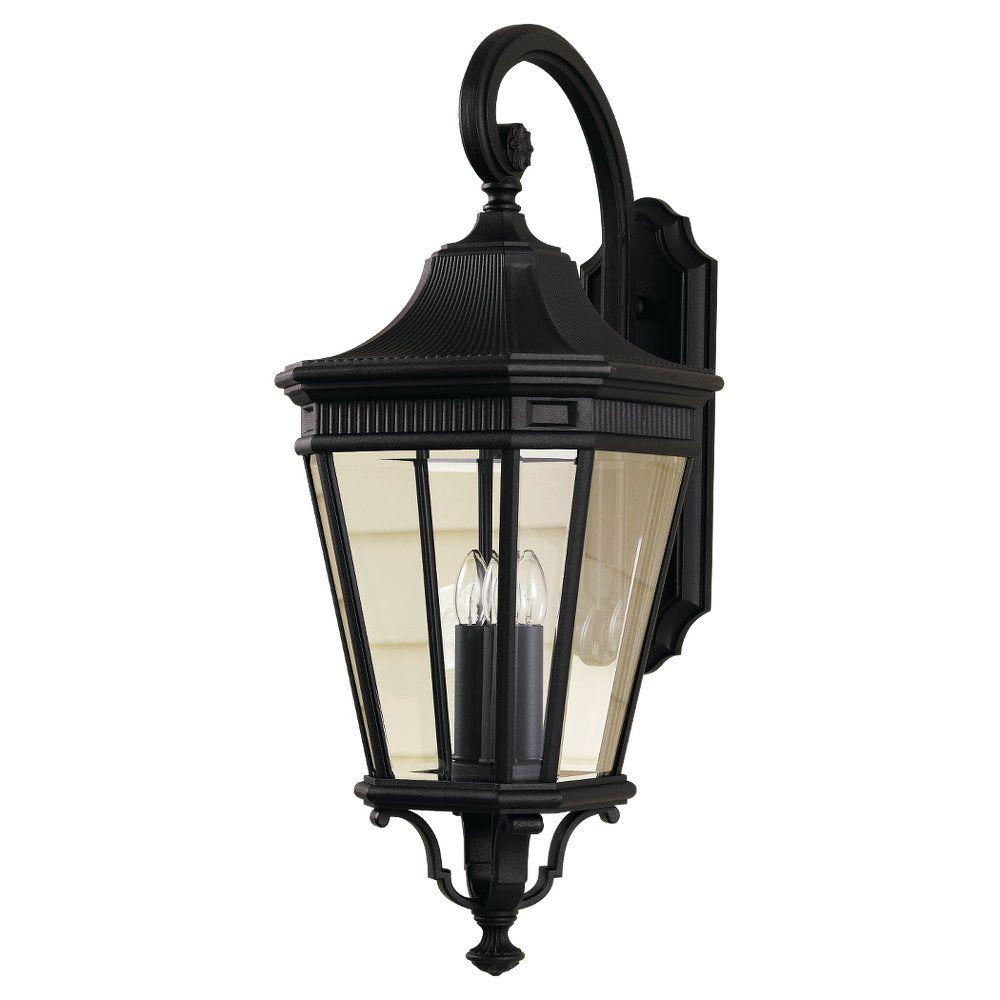 Feiss Outdoor Wall Mounted Lighting The Home Cotswold Lane 3 Light Black Outdoor Wall Lantern