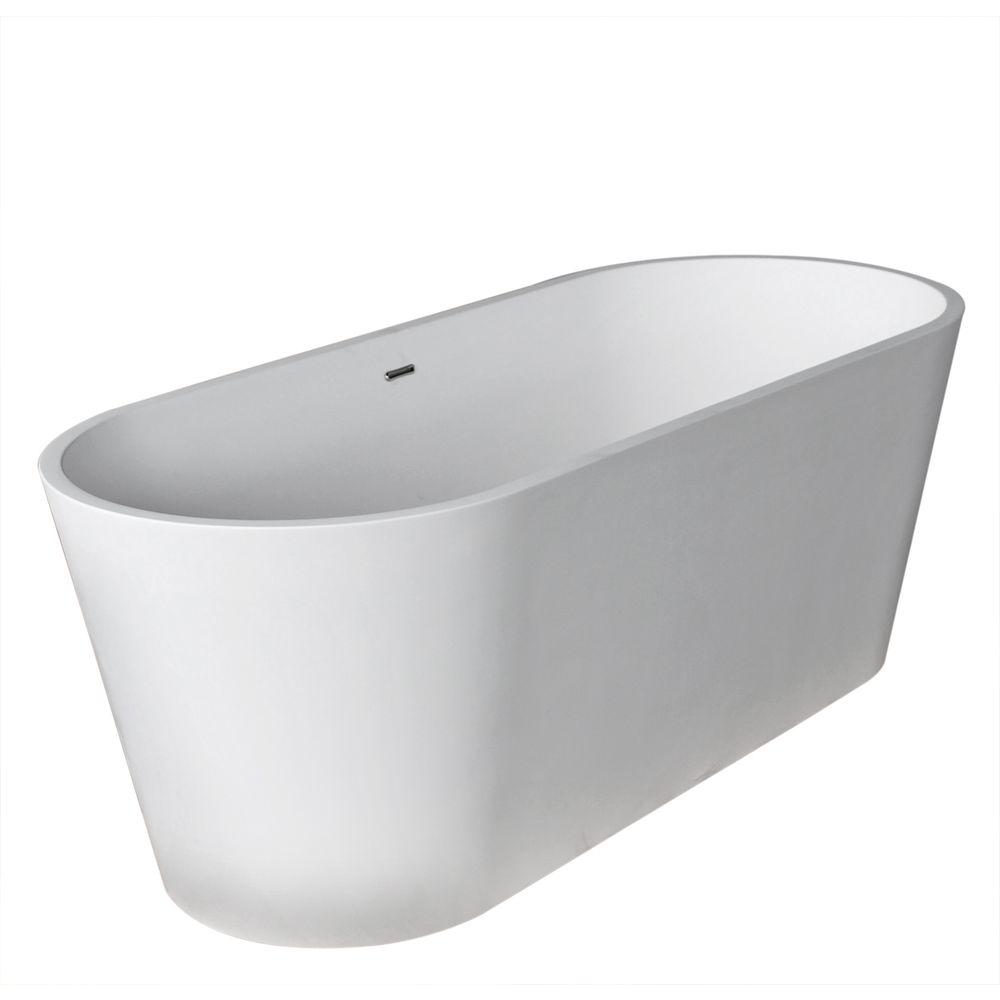 ANZZI Rossetto 5.6 ft. ManMade Stone Center Drain Freestanding Bathtub
