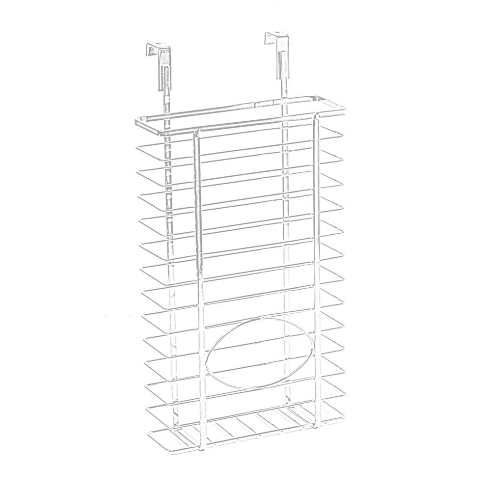 Basicwise Over Cabinet Metal Plastic Bag And Grocery Bag Storage Holder Chrome Qi003492 The Home Depot