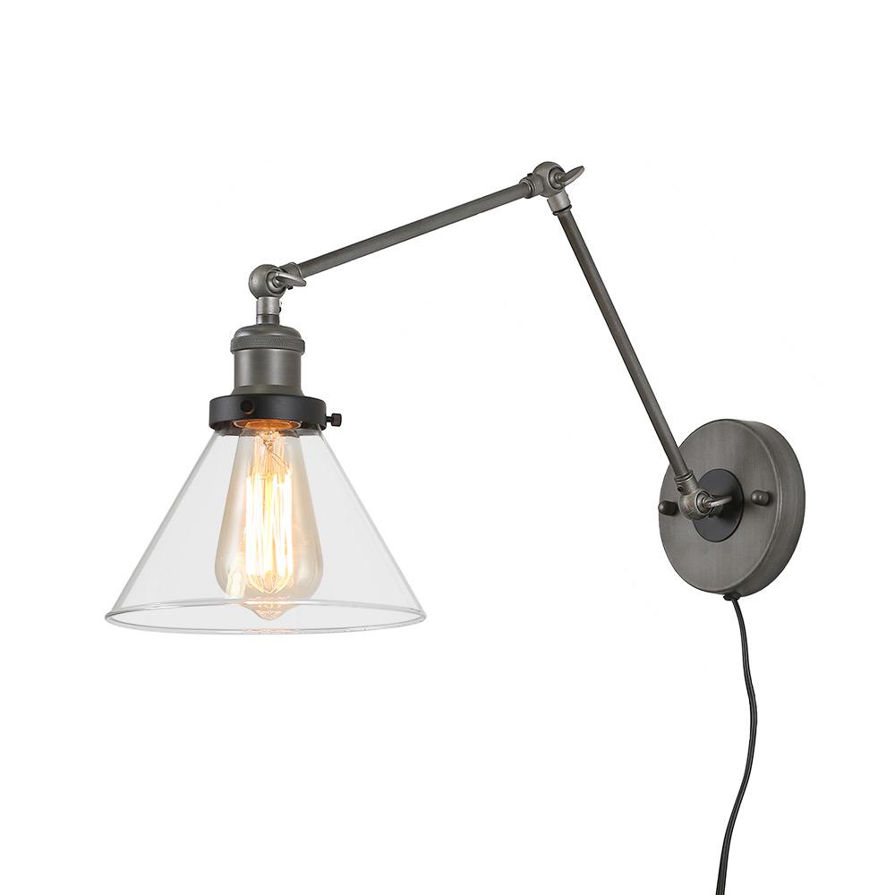 Lnc 1 Light Grey Plug In Wall Lamps Adjule Clear Gl Lnc 1 Light Grey Plug In Wall Lamps