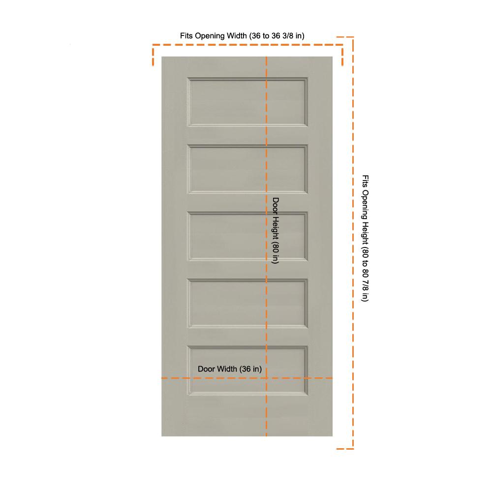 JELD-WEN 36 in. x 80 in. Conmore Desert Sand Paint Smooth Solid Core ...