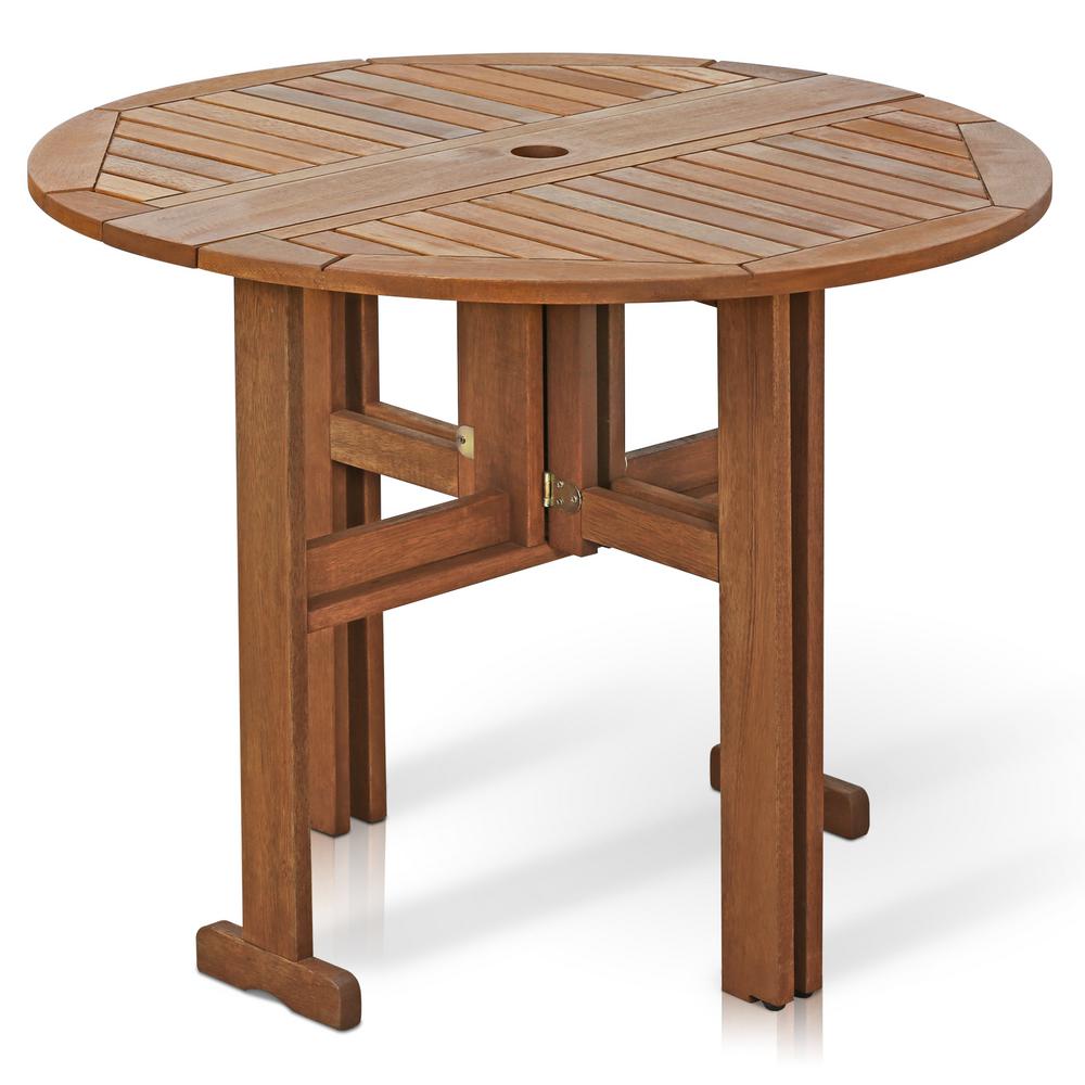 Round Wooden Garden Table With Parasol, Round Wooden Garden Table With Parasol Hole