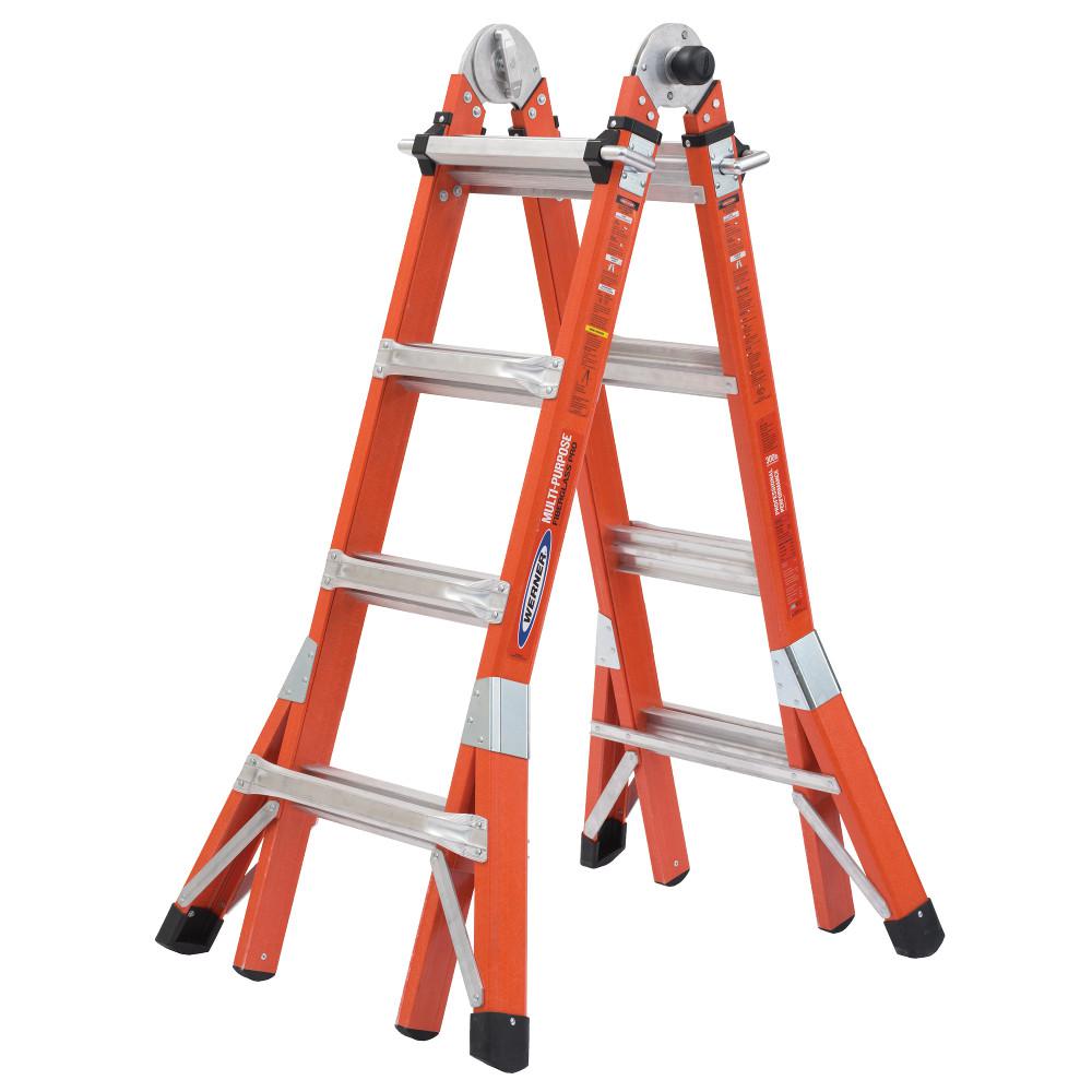 Werner 18 ft. Reach Height Multi-Purpose Fiberglass PRO Ladder with 300 lbs. Load Capacity Type IA was $436.0 now $269.0 (38.0% off)