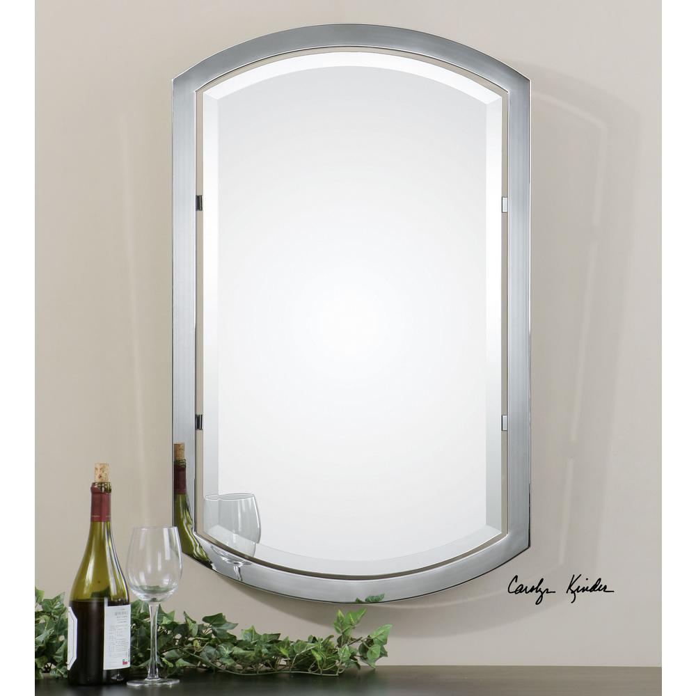 Global Direct 23 In X 37 Polished Chrome Metal Framed Mirror Polished Chrome Metal Framed Mirror