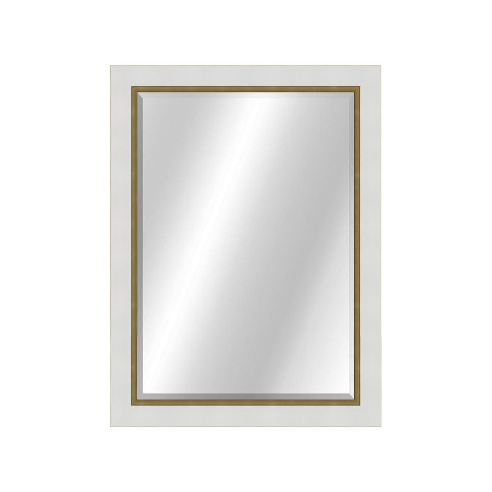 Unbranded 36 In X 30 In Rectangle Framed 2 Toned Value Core White Gold Vanity Mirror Ec221 2 The Home Depot