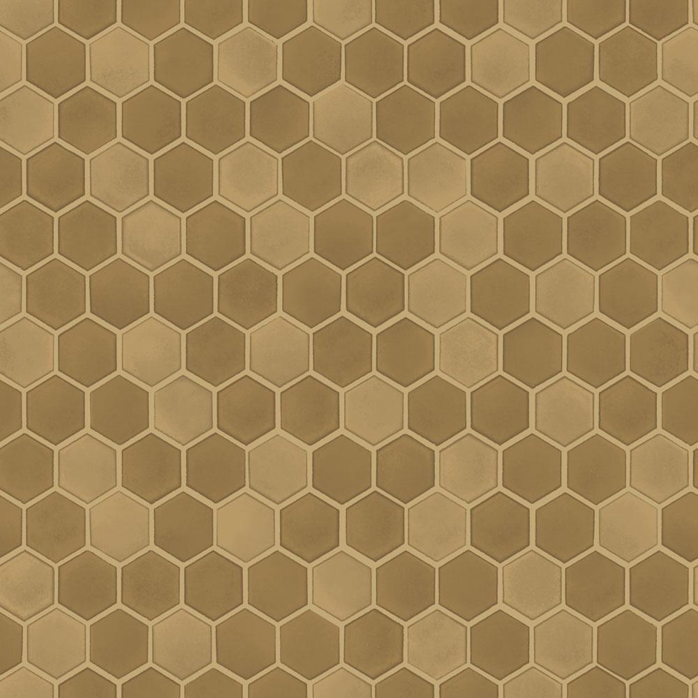 Tempaper Hexagon Tile Brushed Gold Self-Adhesive, Removable Wallpaper