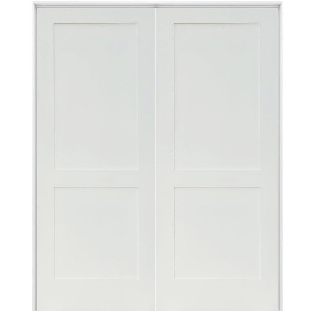 48 In X 80 In Craftsman Shaker 2 Panel Both Active Mdf Solid Hybrid Core Double Prehung Interior French Door