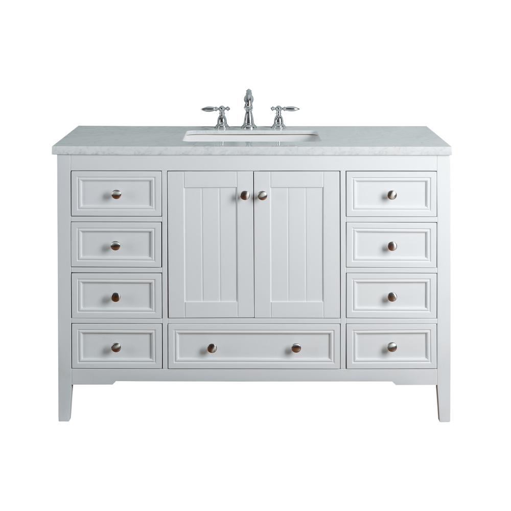 Stufurhome New Yorker 48 In White Single Sink Bathroom Vanity White Single Sink Bathroom Vanity