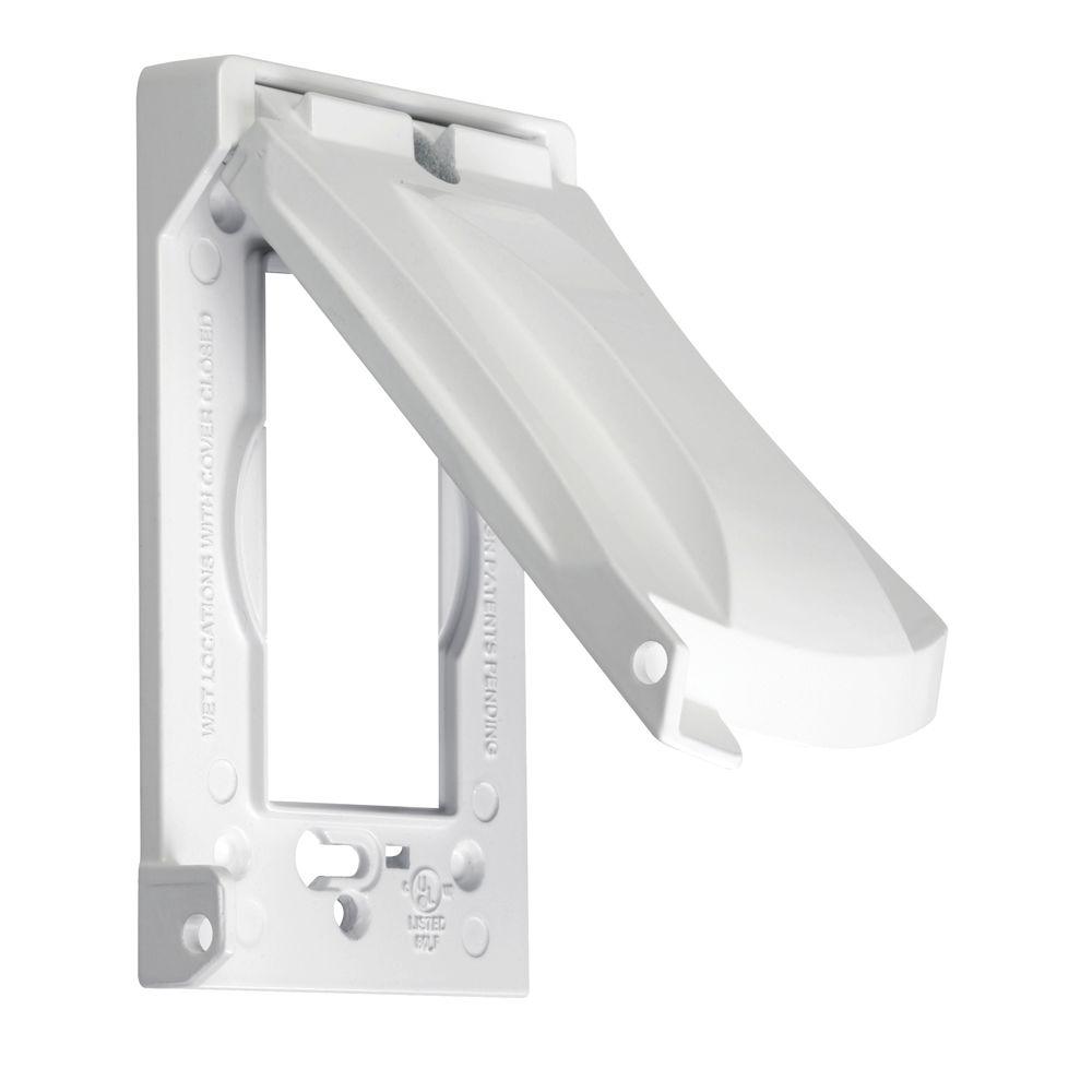 Outdoor Electrical Outlet Metal Cover Weatherproof White Plate Flip Lid