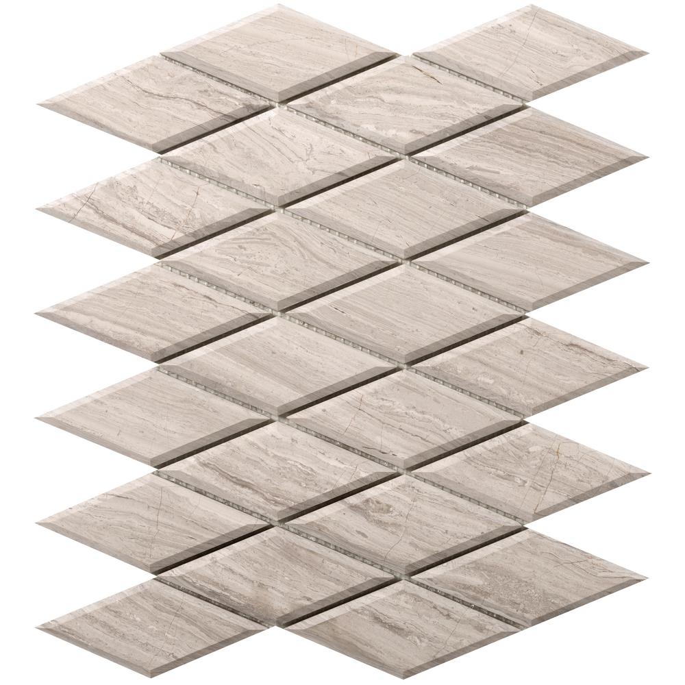Emser Metro Cream Diamond 10 in. x 13 in. x 10 mm Limestone Mosaic Tile