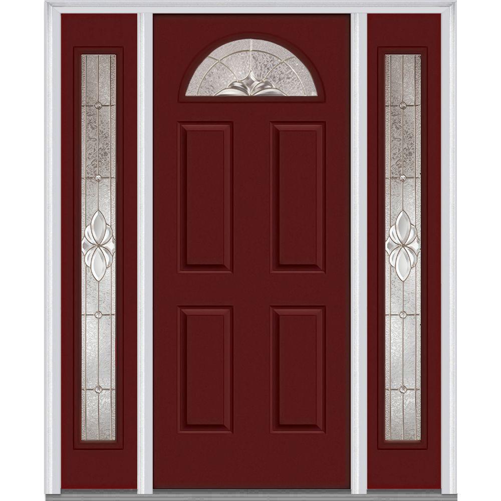 Burgundy Single Door With Sidelites Front Doors Exterior