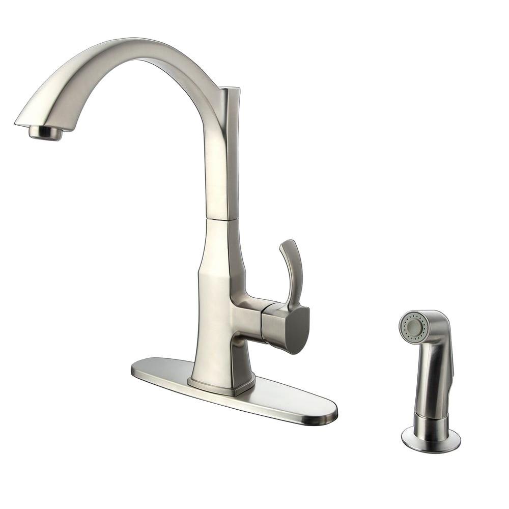 Reviews For Glacier Bay Single Handle Decorative Kitchen Faucet With Side Sprayer In Stainless Steel BE56U02NX The Home Depot
