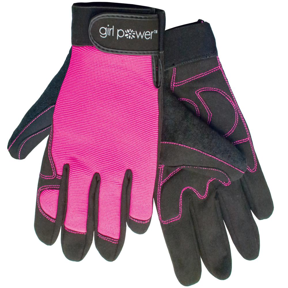 pink work gloves