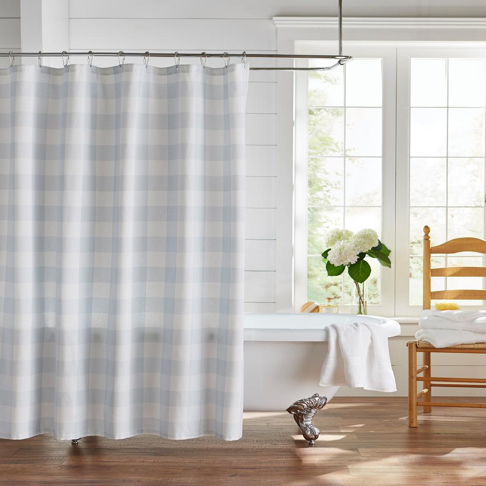 Farmhouse Living Buffalo Check 72 In X Blue White Shower Curtain