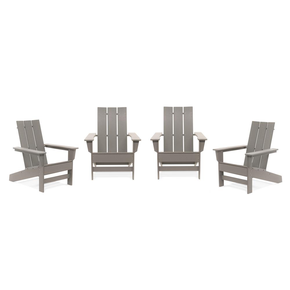 durogreen aria light gray recycled plastic modern adirondack chair  4packaac35294pklg  the home depot