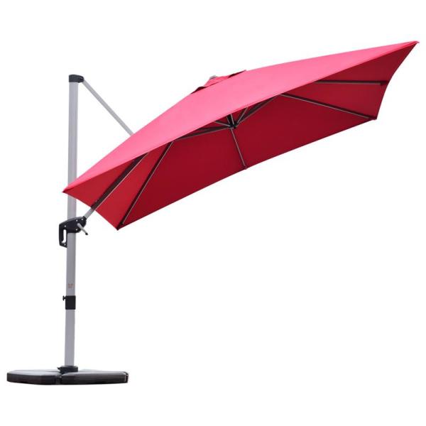 Costway 10 Ft Aluminum Square Cantilever 360 Degree Tilt Patio Umbrella In Red Op70233bug The Home Depot