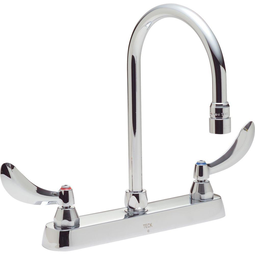 Delta Commercial 2Handle Kitchen Faucet in Chrome with Lever Blade