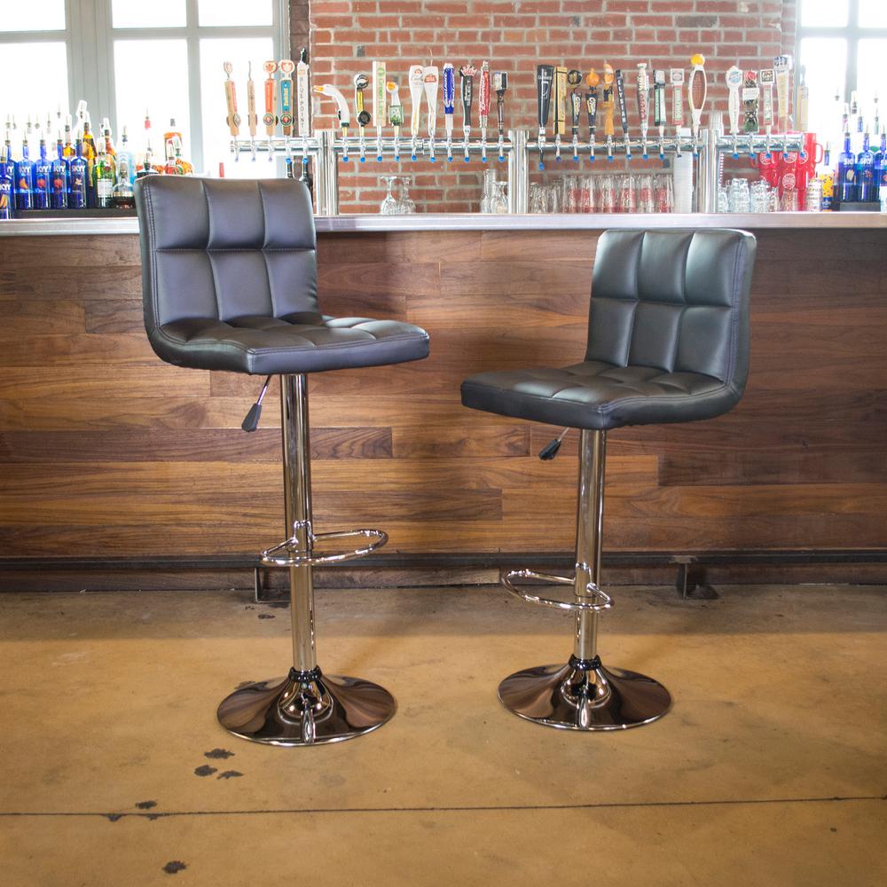 AmeriHome Adjustable Height Black Swivel Cushioned Bar Stool 800975