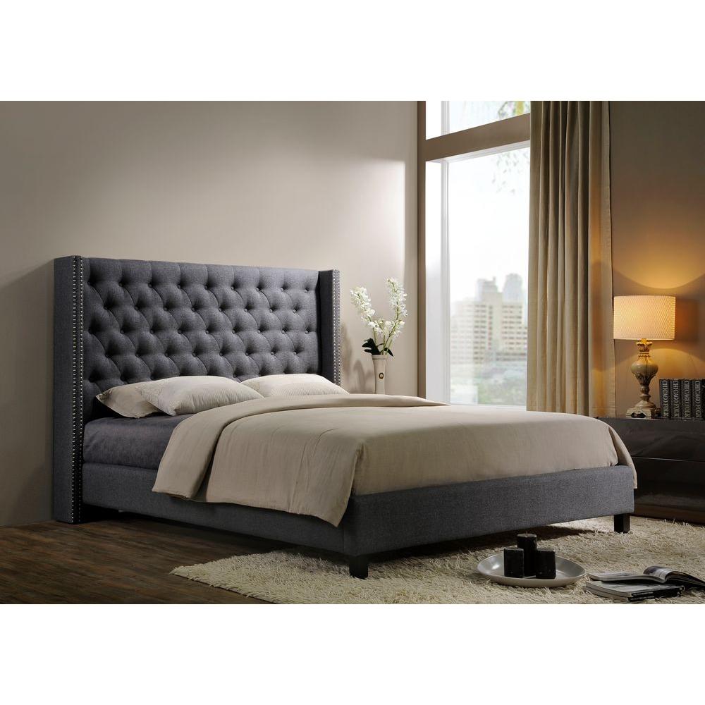 Pacifica Gray Queen Upholstered Bed. Platform Beds Headboards Bedroom Furniture The Home Depot pacifica gray queen upholstered bed. platform beds headboards bedroom furniture the home depot