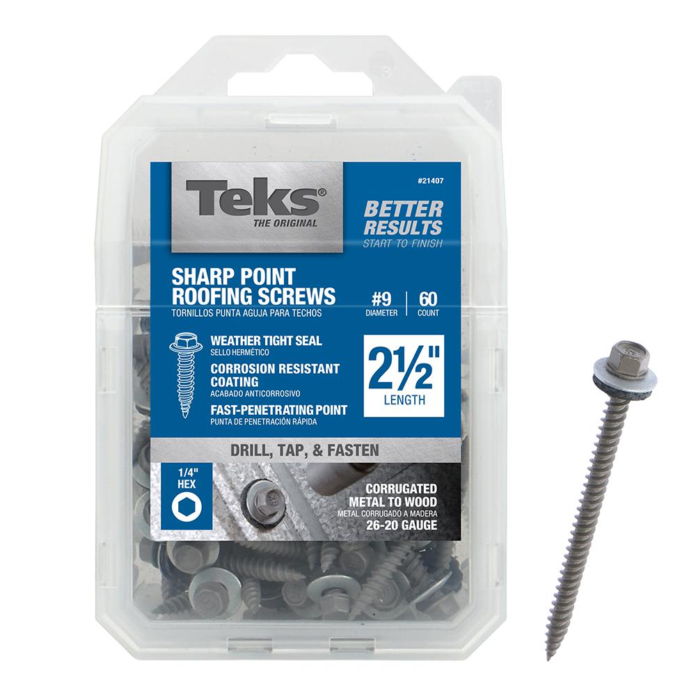 #14 x 1-1//2 Qty 250 Hex Washer Head Mechanical Galvanized Roofing Screws Black Finish
