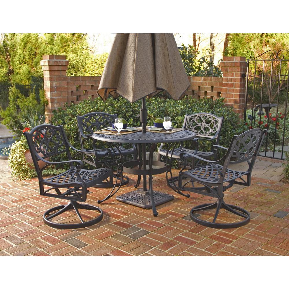Homestyles Sanibel 48 In Black 5 Piece Cast Aluminum Round Swivel Outdoor Dining Set 6654 325 The Home Depot - 48 Round Patio Table Set Homestyles Sanibel 48 In Black 5 Piece Cast Aluminum Round Swivel Outdoor Dining Set 6654 325 The Home Depot - 48 Round Patio Table Set