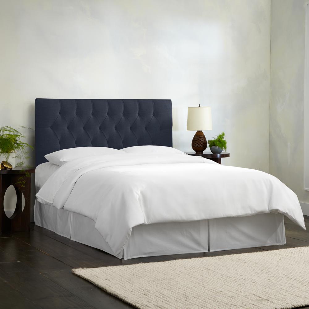 Linen Navy King Diamond Tufted Headboard 543klnnnv The Home Depot Linen Navy King Diamond Tufted Headboard
