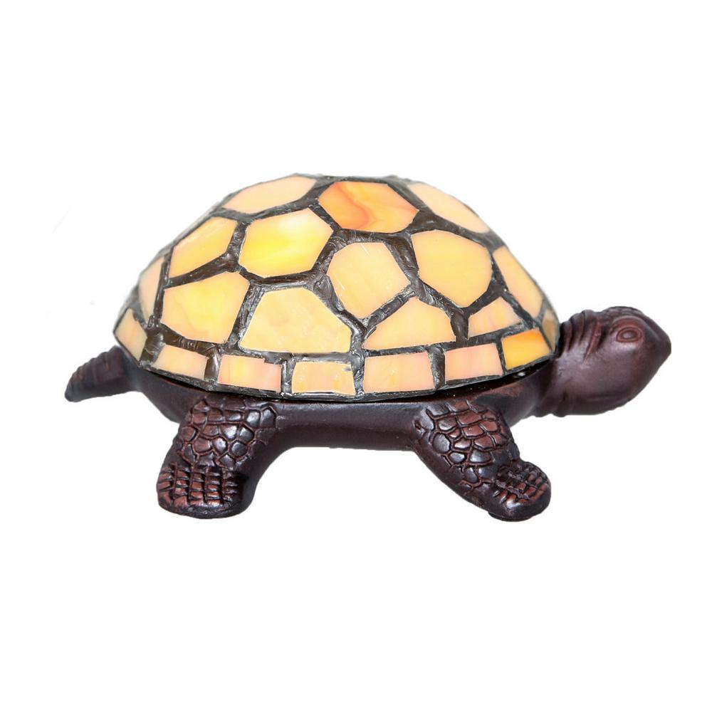 River of Goods 2.5 in. Yellow Stained Glass Turtle Accent Lamp-12871S ...