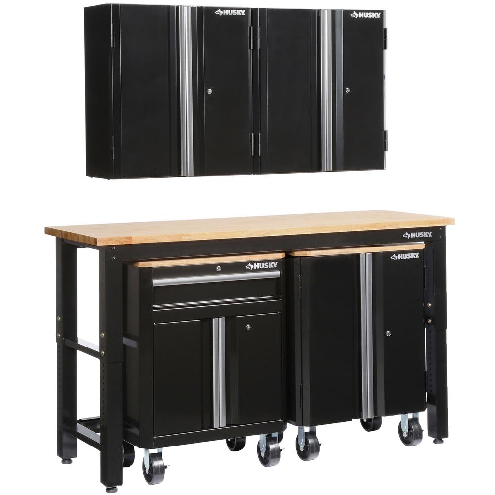 Reviews For Husky 72 In W X 98 In H X 24 In D Steel Garage Cabinet Set In Black 5 Piece G07207st1 Us The Home Depot