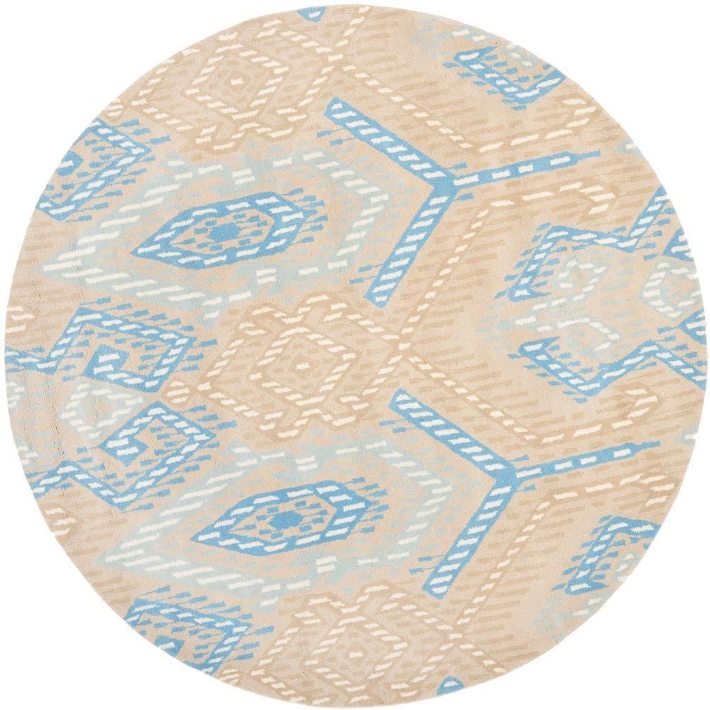 Safavieh Wyndham Beige/Blue 7 ft. x 7 ft. Round Area RugWYD373B7R