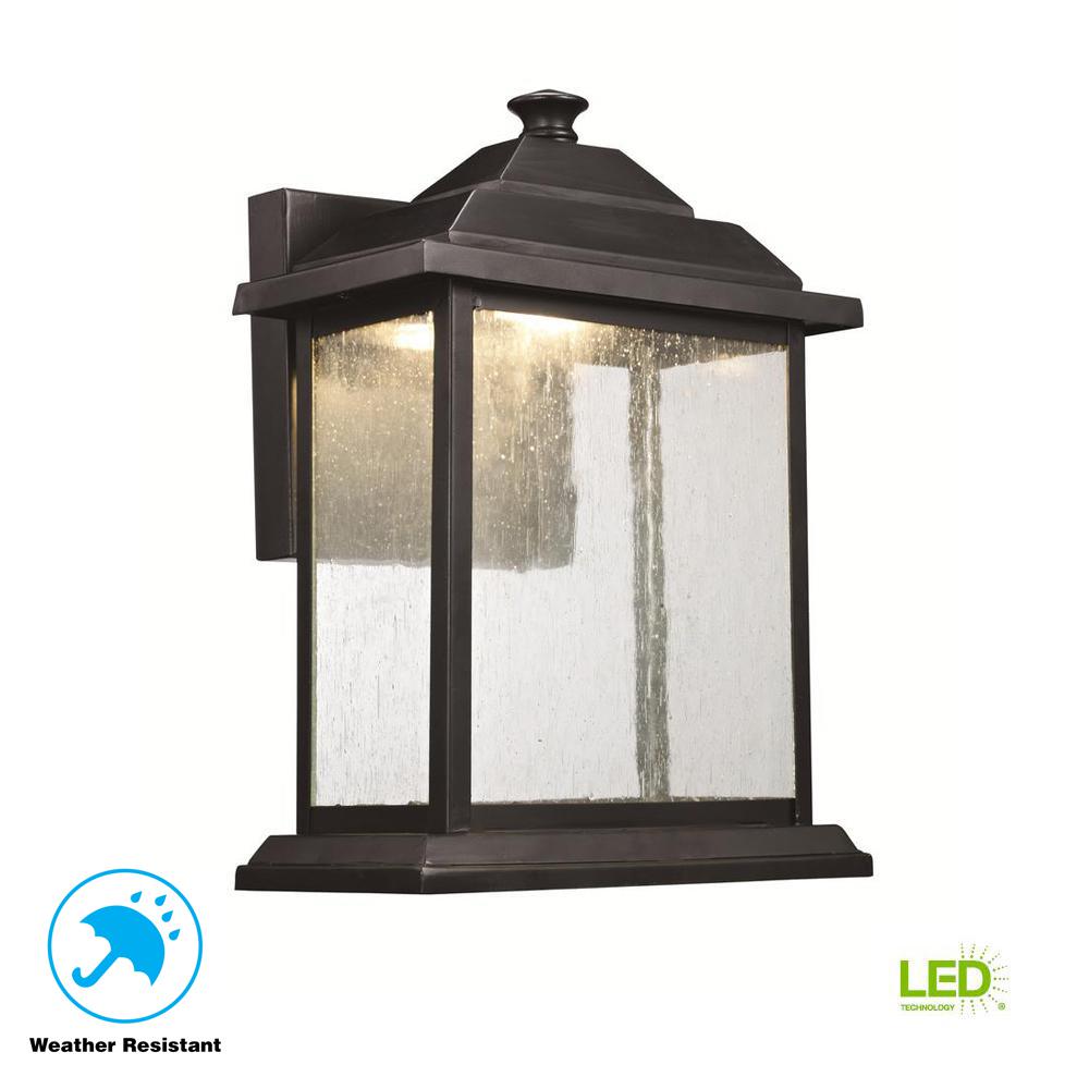 1Light Black Outdoor Integrated LED Wall Mount LanternLED40811 BK