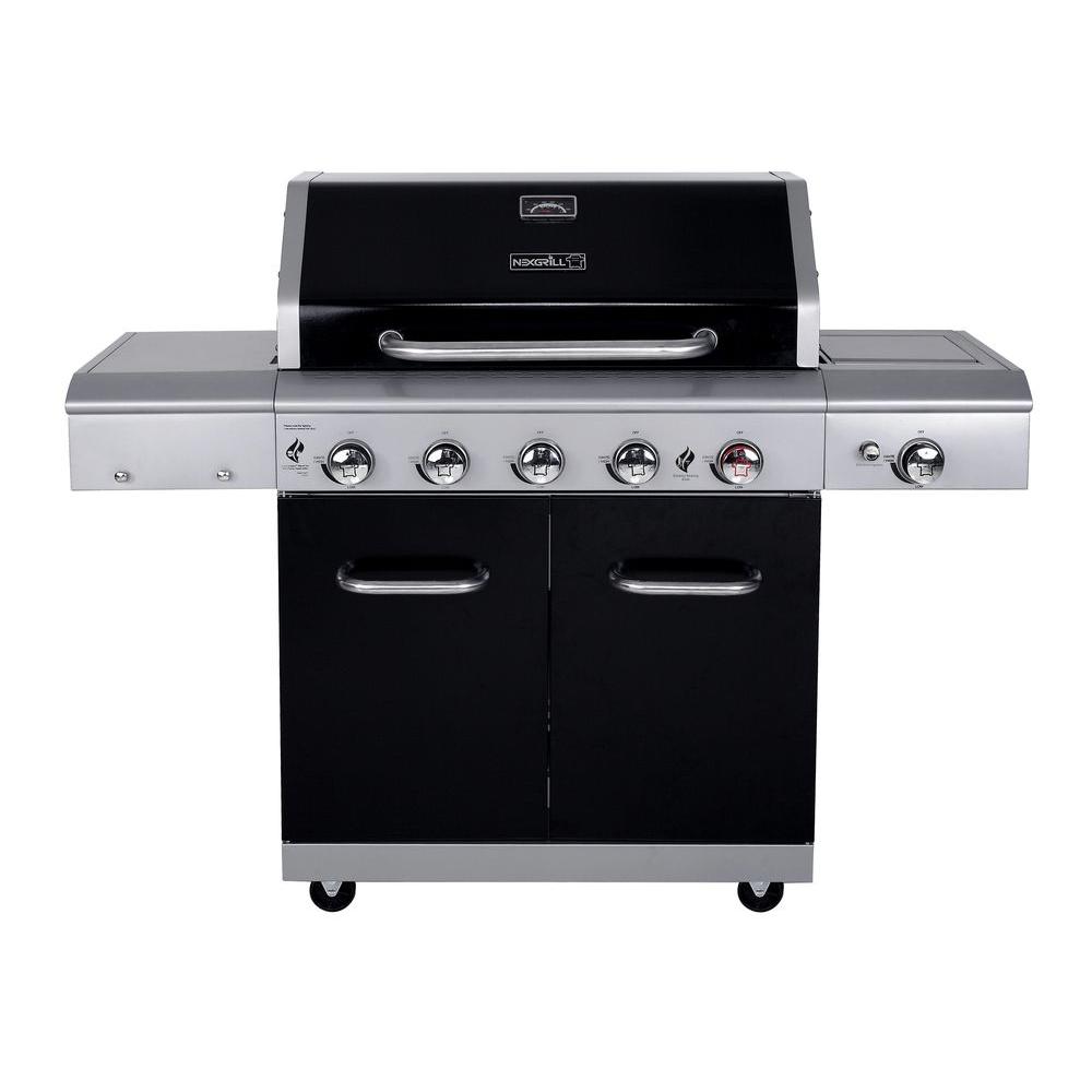 Nexgrill Deluxe 5-Burner Propane Gas Grill in Black with Side ...