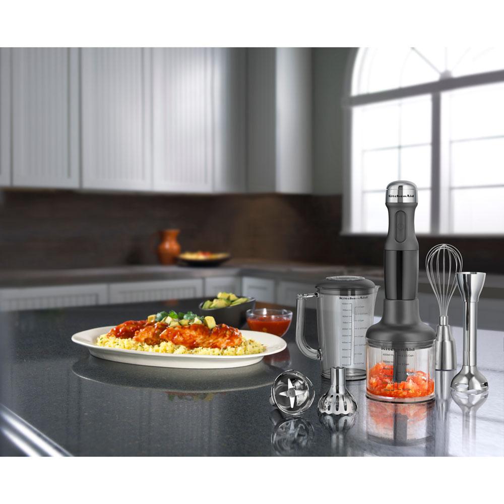 KitchenAid 5Speed Black Immersion Blender with Whisk and Chopper