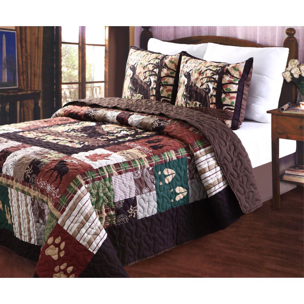 Greenland Home Fashions Whitetail Lodge 3Piece Multi King Quilt SetGL