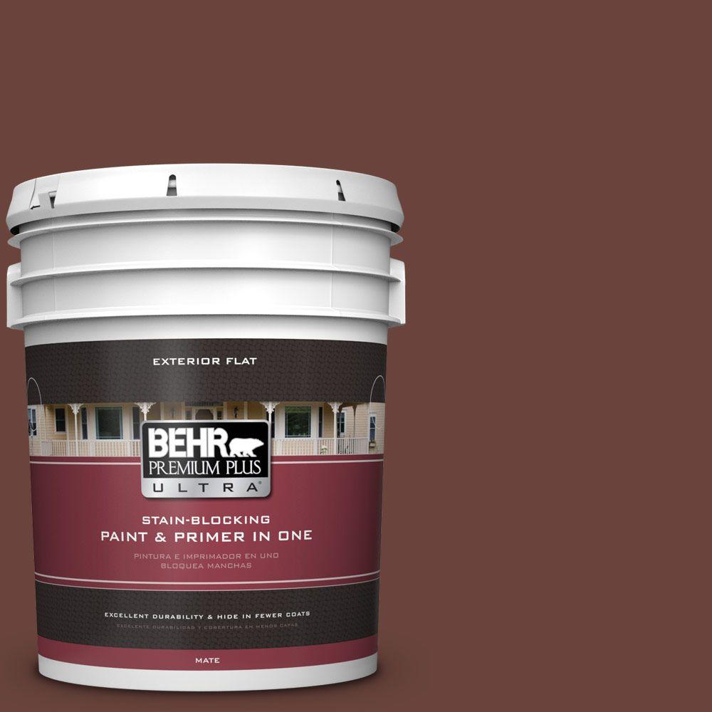 BEHR Premium Plus Ultra 5gal. 190F7 Mayan Red Flat Exterior Paint485305 The Home Depot