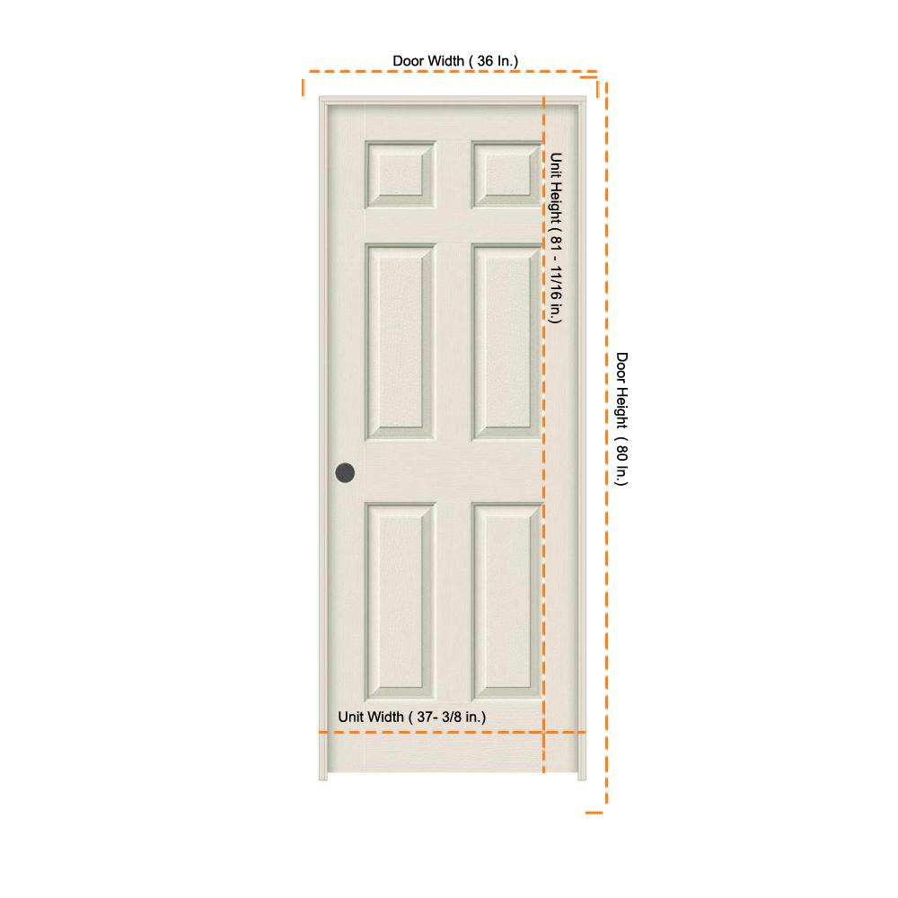 Prehung Interior Door National Door Company ZZ364269L Solid Core Left Hand 24x80 Molded 2-Panel Archtop Primed