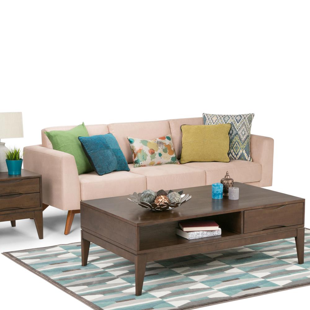 Simpli Home Harper Walnut Brown BuiltIn Storage Coffee Table3AXCHRP