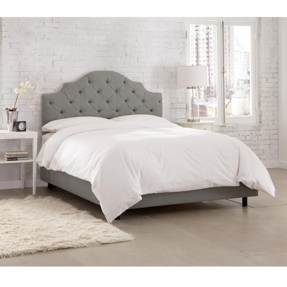 Jones Linen Grey King Tufted Notched Bed 633bedlnngr The
