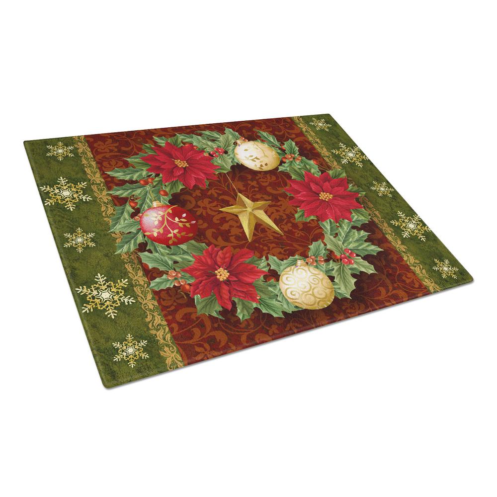 Carolines Treasures Holly Wreath with Christmas Ornaments Tempered Glass Large Cutting Board, Multi-Color