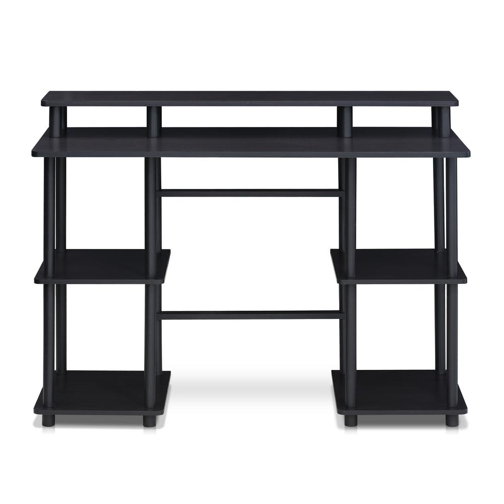 Furinno Turn N Tube Espresso Black Computer Desk With Top Shelf