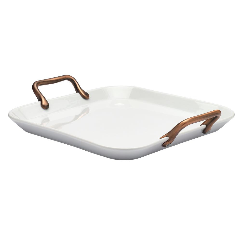 white serving tray with handles