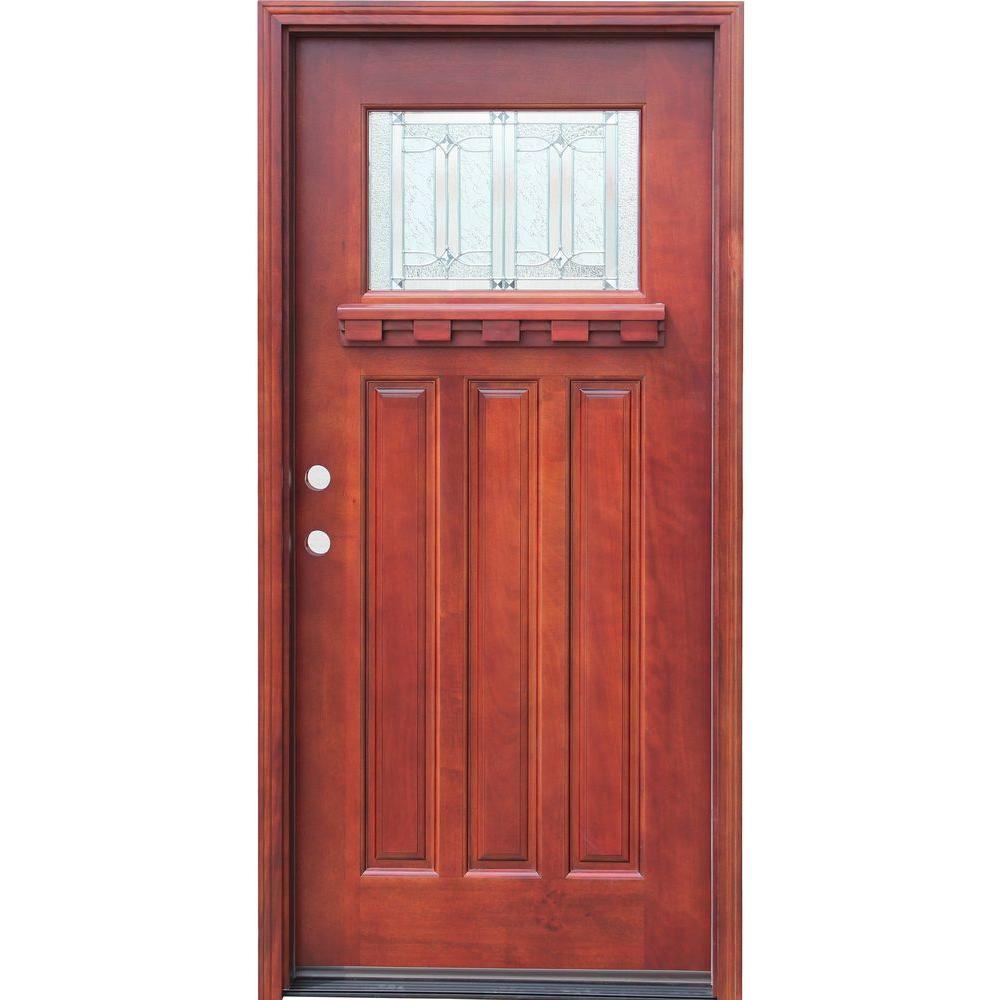 wood lite 9 door prehung 1 36 x Lite in. in. Entries Stained 80 Craftsman Pacific