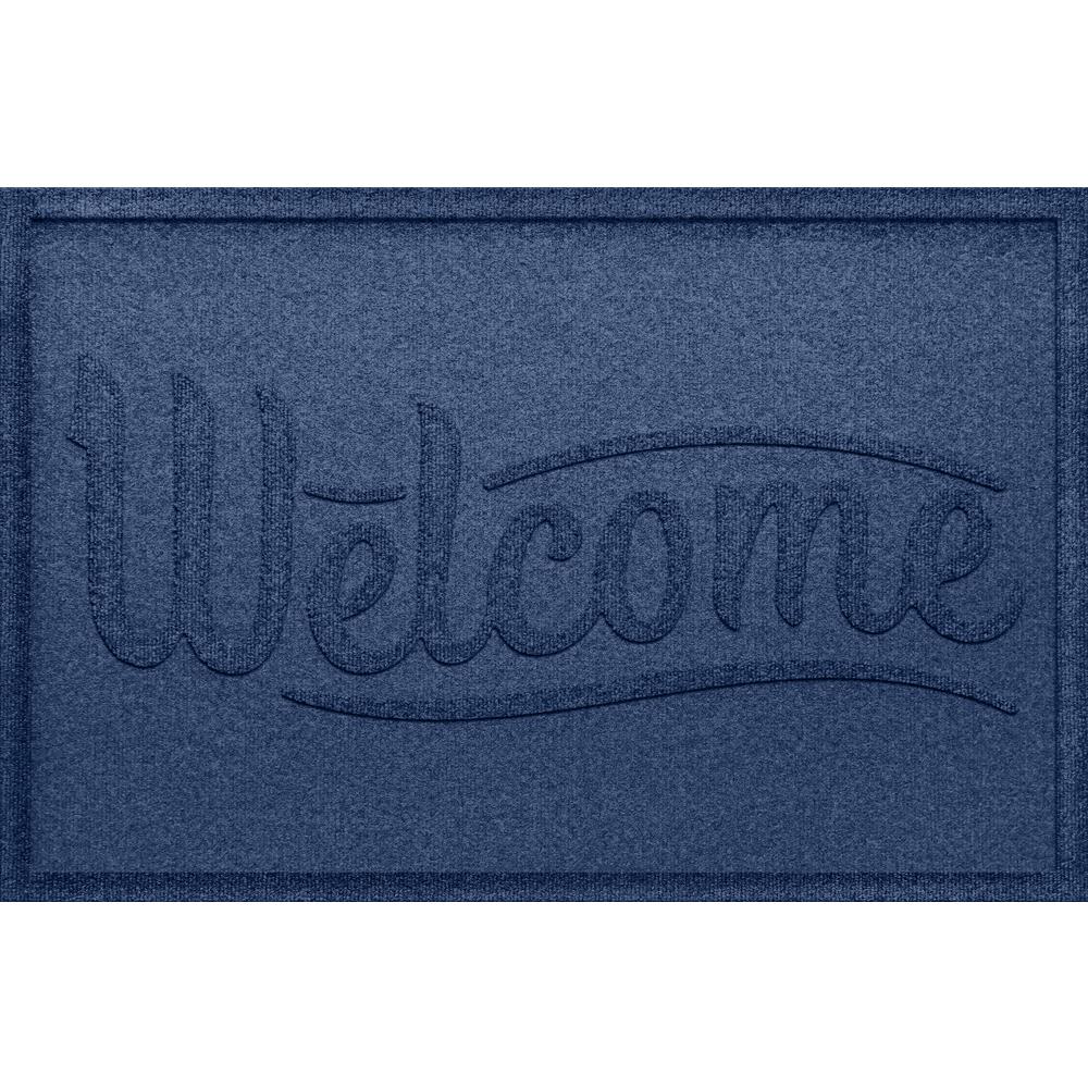 Aqua Shield Simple Welcome Navy 24x36 Polypropylene Door Mat