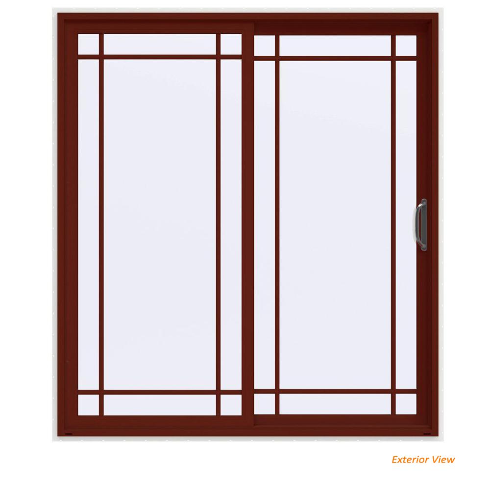 Jeld Wen 72 In X 80 In V 4500 Contemporary Red Painted Vinyl Right Hand 9 Lite Sliding Patio Door W White Interior