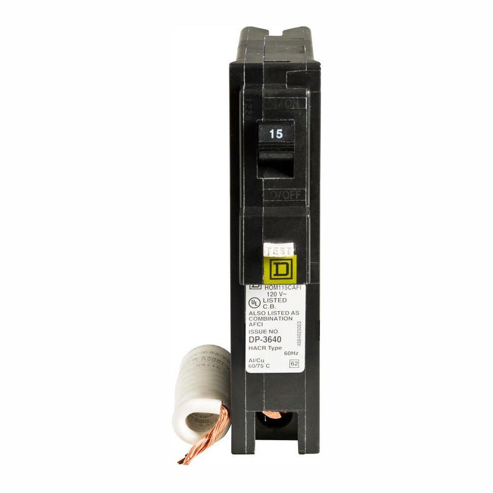 Square D Homeline 15 Amp SinglePole Combination Arc Fault Circuit